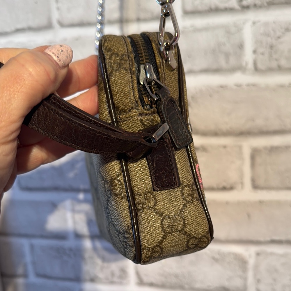 Gucci Pink and Brown Monogram Crossbody/Clutch Bag w/ chain One of a Kind - Picture 6 of 10